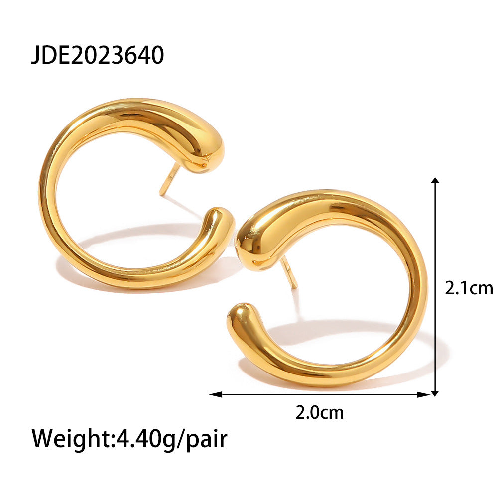 Venta al por mayor Pendientes de perlas chapadas en oro de 18 quilates / diamantes blancos de acero inoxidable